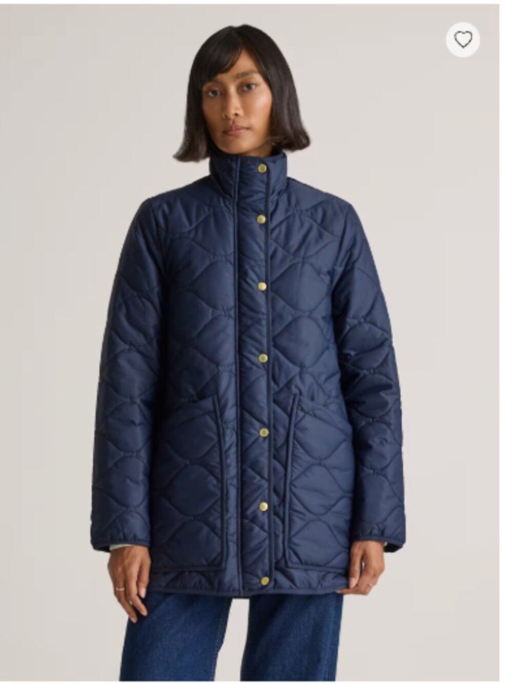 NWOT Quince Featherless Quilted Long Puffer Jacket - Admiral/Navy - Medium (344)